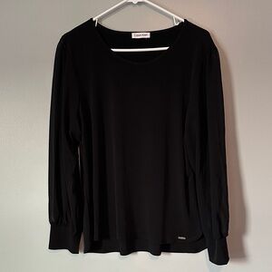 Calvin Klein Women's Elegant Black Sheet Sleeve Top, XL